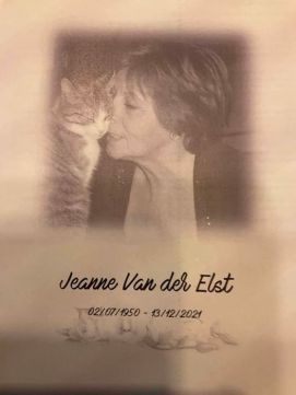Overlijden kaartje Jeanne Van der Elst